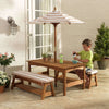Outdoor Table and Bench Set with Cushions and Umbrella – Oatmeal - Outdoor Hideaway - KidKraft - Outdoor Furniture