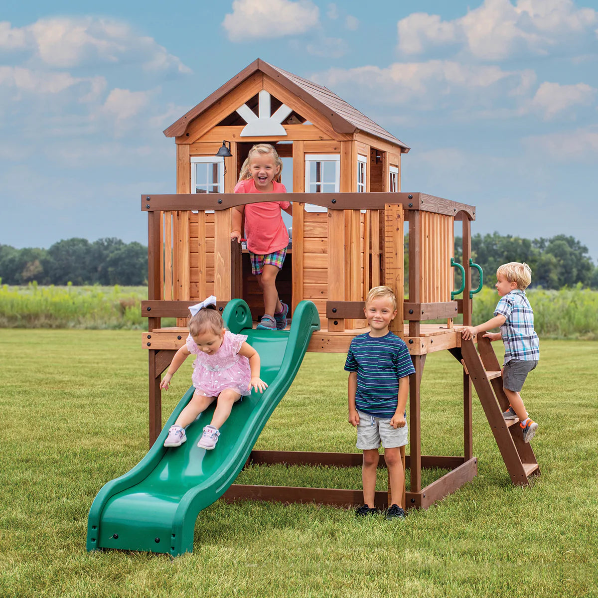 BYD Echo Heights Cubby House with Slide Outdoor Hideaway