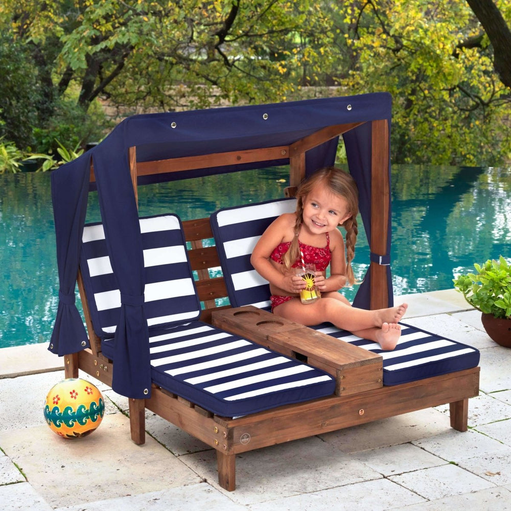 Kidkraft Double Chaise Lounge Espresso & Navy Outdoor Hideaway
