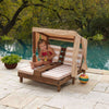 Double Chaise Lounge with Cup Holders - Oatmeal - Outdoor Hideaway - KidKraft - Outdoor Furniture
